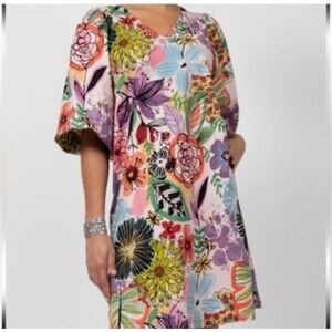 Uncle Frank Boho Floral Print Flutter Sleeve V Neck Mini Dress Size M